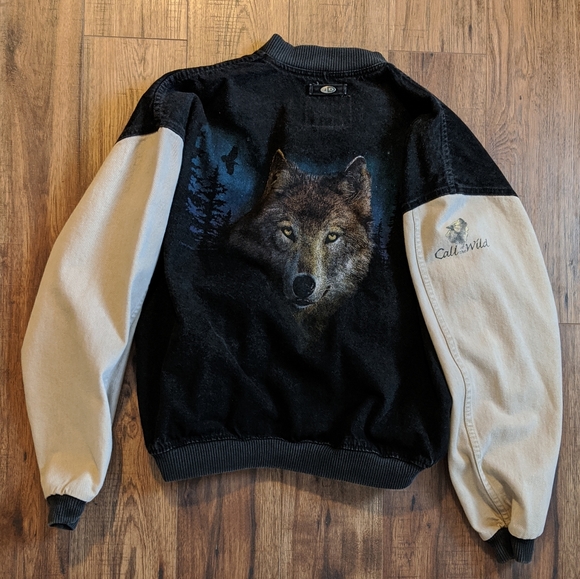 ID Wear Other - Vintage 90s Call of the Wild Wolf Jean Jacket XL